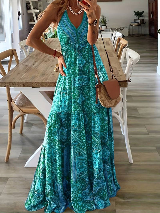 Yeva - Langes Kleid im Bohème-Stil mit Ethno-Print