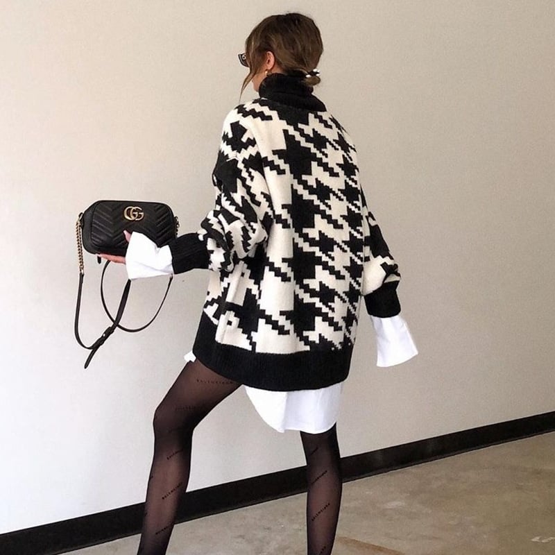 Damen-Rollkragenpullover mit geometrischem Muster - Saskia