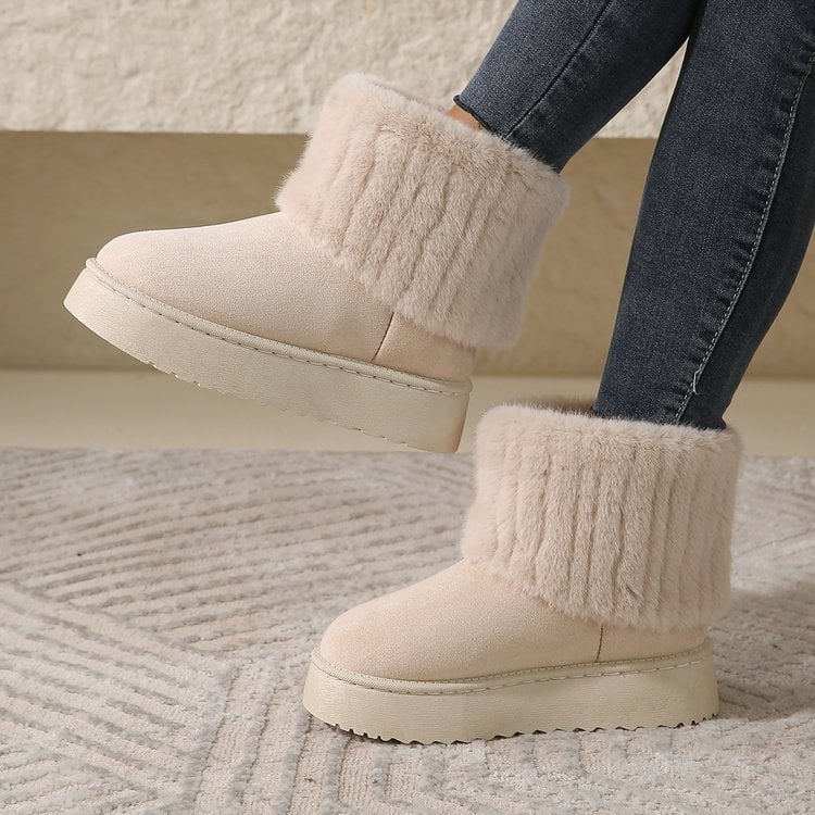 Winterliche Damenstiefeletten mit Plüschrand - Auralyn