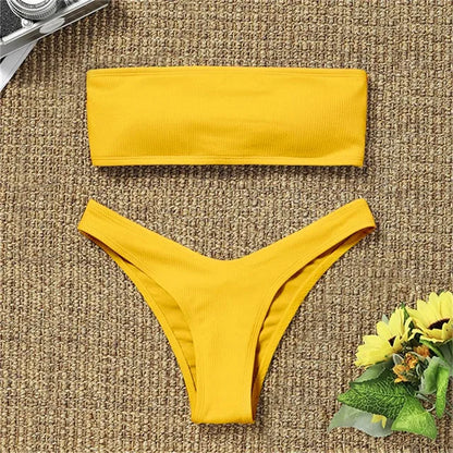 Ocean Chic - Neuer Bikini Set mit hoher Taille und trägerlos