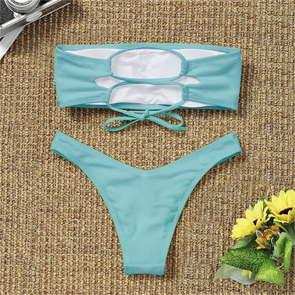 Ocean Chic - Neuer Bikini Set mit hoher Taille und trägerlos