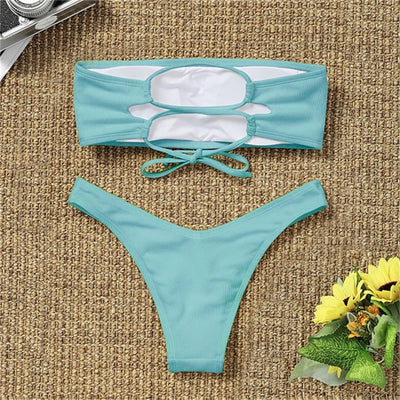 Ocean Chic - Neuer Bikini Set mit hoher Taille und trägerlos