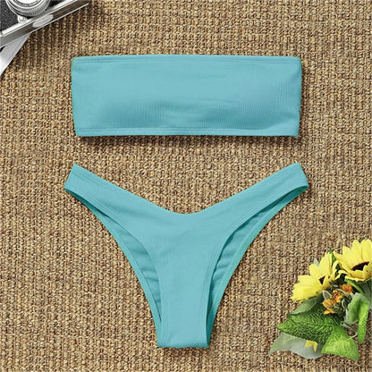 Ocean Chic - Neuer Bikini Set mit hoher Taille und trägerlos