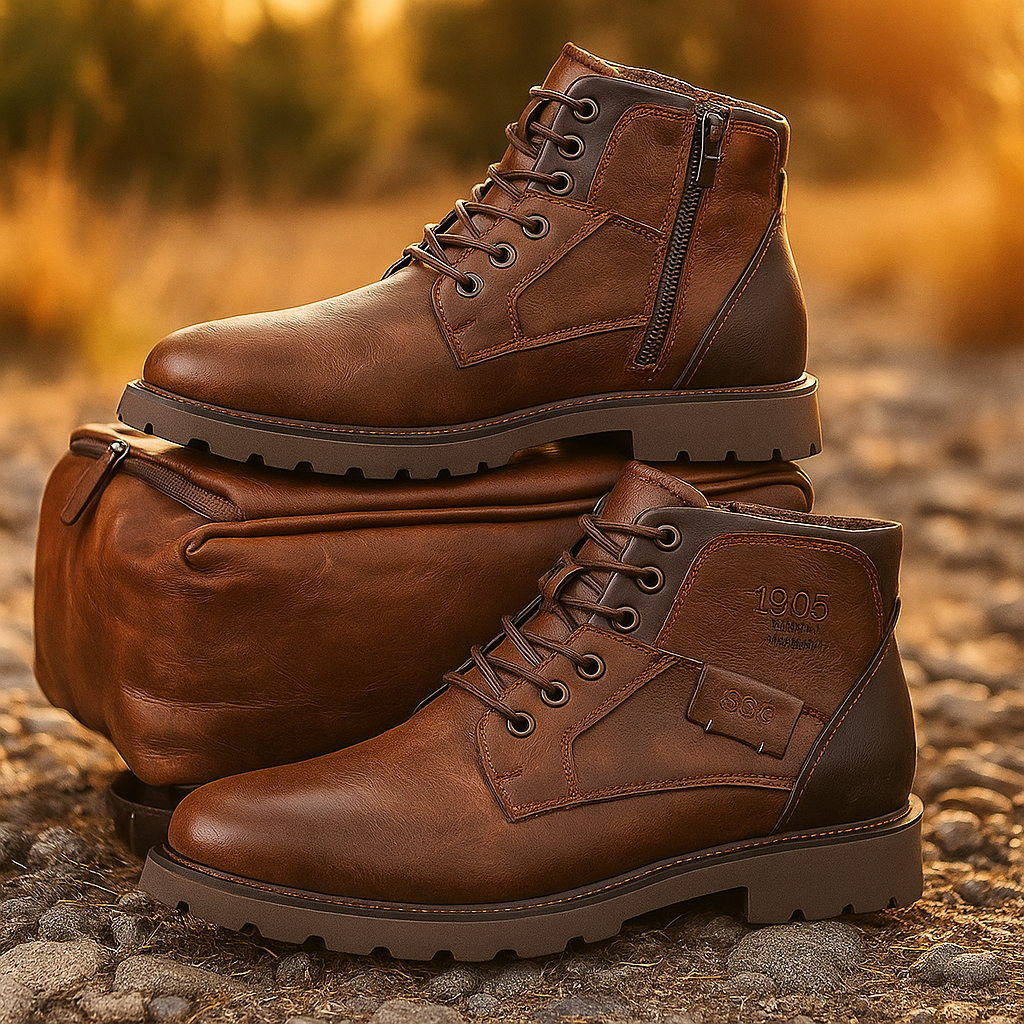 Herren-Stadtstiefel mit Schnürsenkeln und Reißverschluss - Mauro