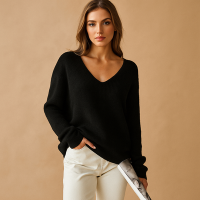 Damen Pullover mit V-Ausschnitt aus weichem Strick - Romina