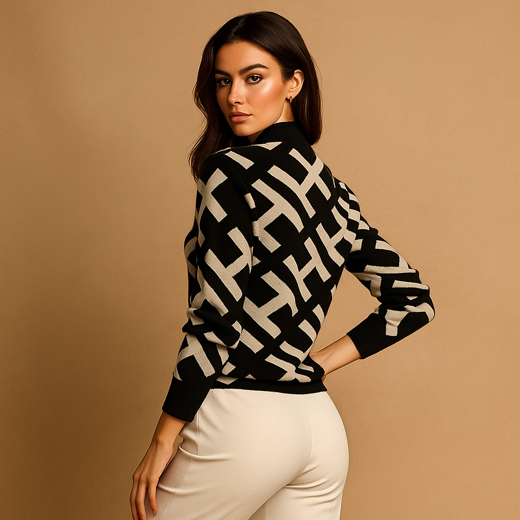 Bedruckter Damen-Rollkragenpullover - Doriane