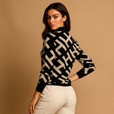 Bedruckter Damen-Rollkragenpullover - Doriane