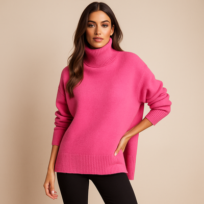 Minimalistischer Strickpullover mit Rollkragen für Damen - Isis