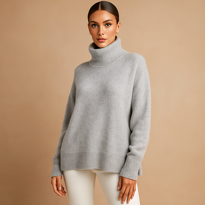 Minimalistischer Strickpullover mit Rollkragen für Damen - Isis
