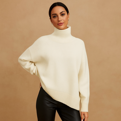 Minimalistischer Strickpullover mit Rollkragen für Damen - Isis