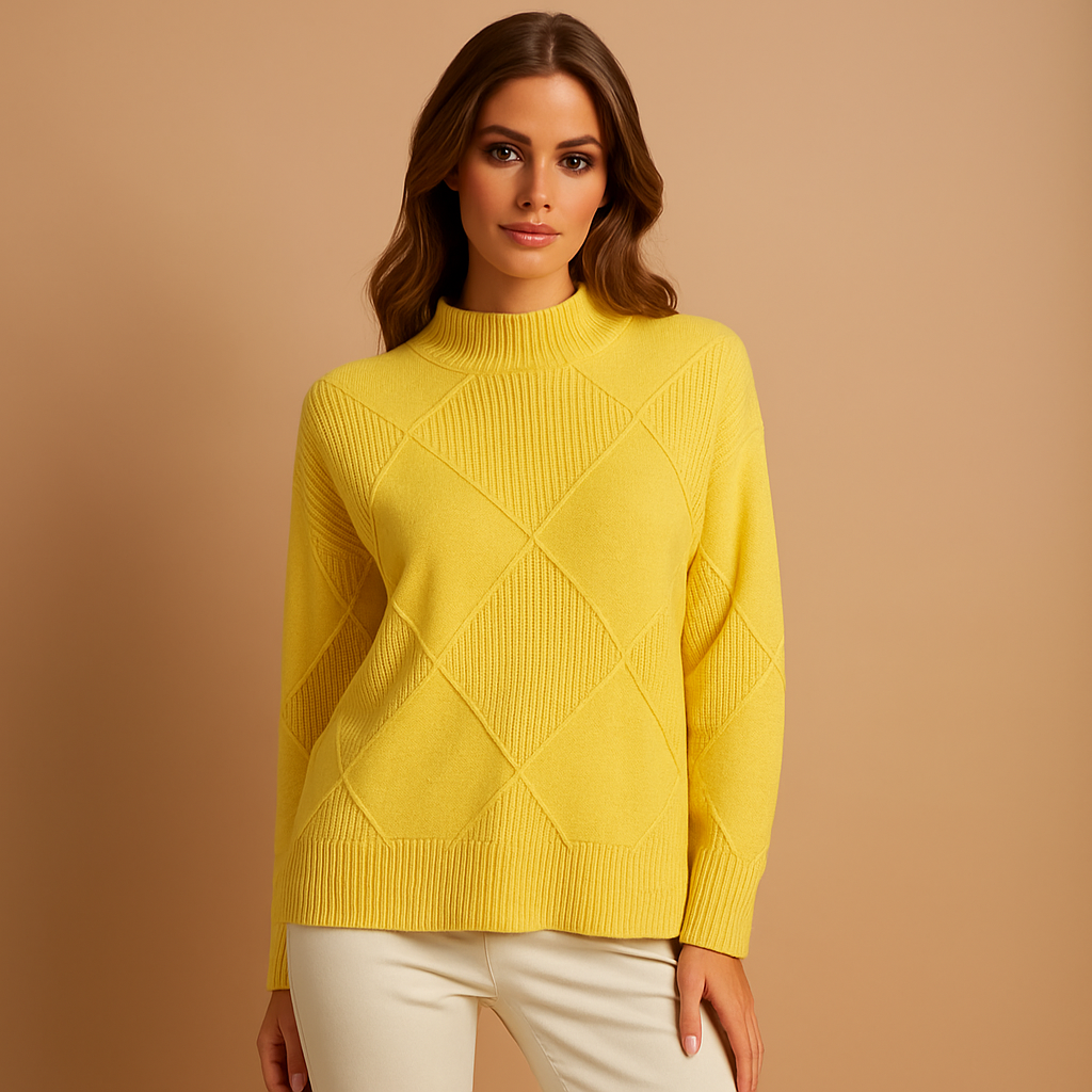 Damen-Rollkragenpullover geometrisches Design warmes Gestrick - Kamala