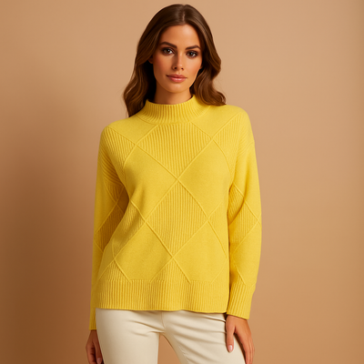 Damen-Rollkragenpullover geometrisches Design warmes Gestrick - Kamala