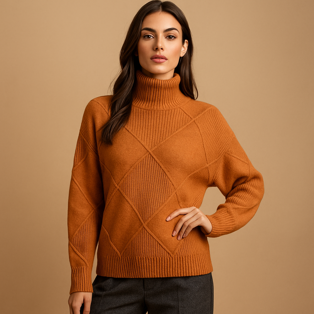 Minimalistischer Strickpullover mit Rollkragen für Damen - Isis
