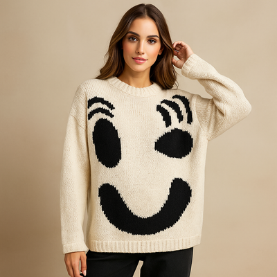 Damen Strickpullover abstraktes Design moderner Stil - Valentina