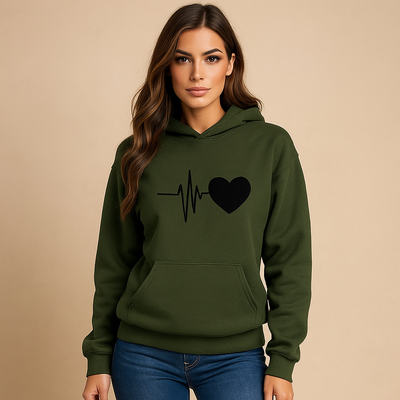 Sweatshirt Frau Hoodie Herzschlag Druck - Jhoana