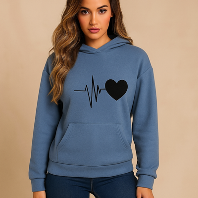 Sweatshirt Frau Hoodie Herzschlag Druck - Jhoana