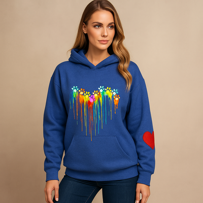 Kapuzen-Sweatshirt Frau mehrfarbig Herzdrucke - Laura