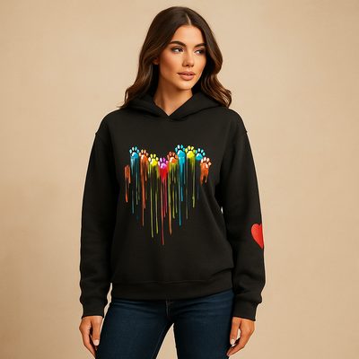 Kapuzen-Sweatshirt Frau mehrfarbig Herzdrucke - Laura