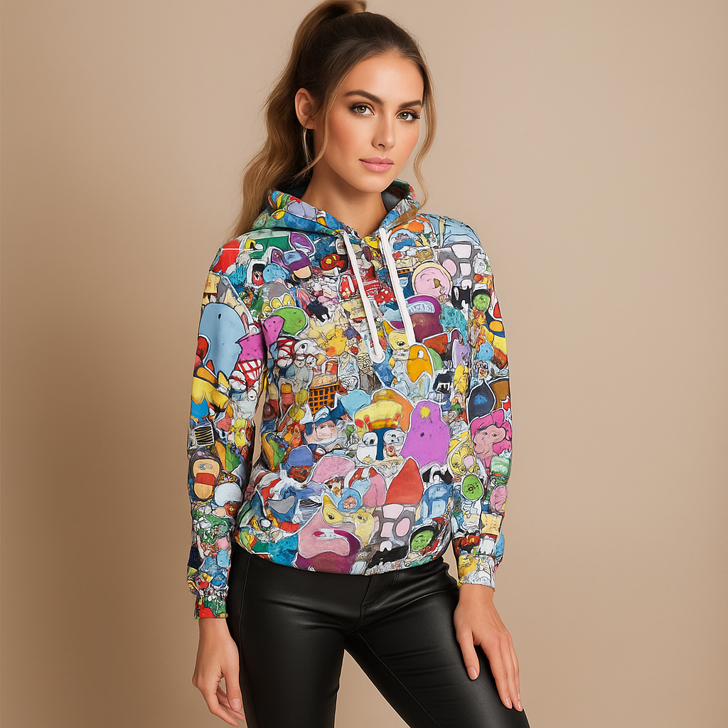 Bedrucktes Kapuzensweatshirt für Frauen mit gemusterter Kapuze - Arlet