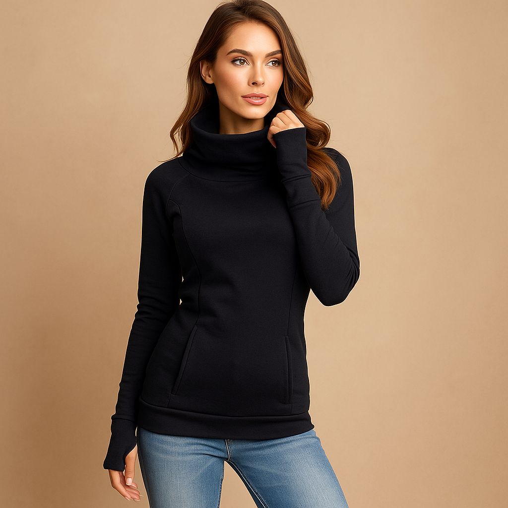 Langärmeliges, eng anliegendes Rollkragenpullover für Damen - Tania
