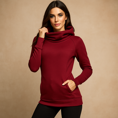 Langärmeliges, eng anliegendes Rollkragenpullover für Damen - Tania