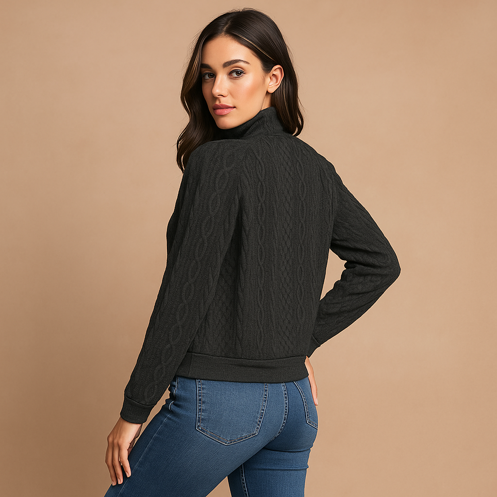 Damen Pullover mit Button-Down-Kragen und Rippenstruktur - Rut