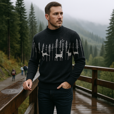 Herren Pullover Rollkragenpullover Wintermotiv - Erland