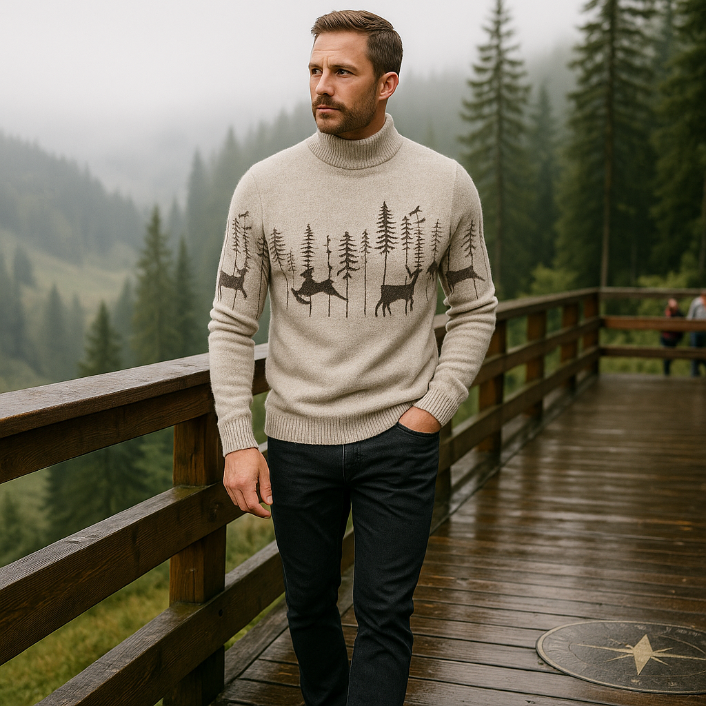 Herren Pullover Rollkragenpullover Wintermotiv - Erland