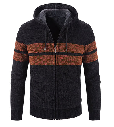 Herrenstrickjacke mit Kapuze und Thermofutter - Tobias