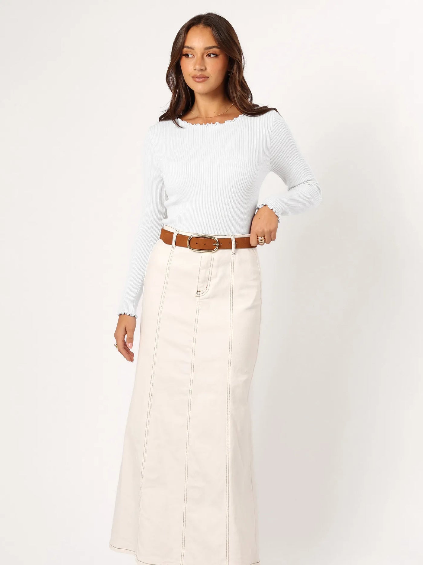 Langärmeliges Damen-Top mit Rundhalsausschnitt - Leni