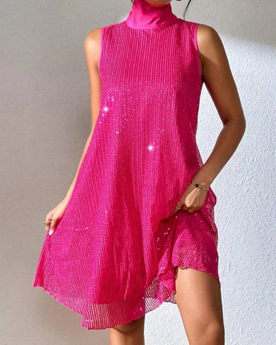 Damenkleid mit Pailletten und hohem Ausschnitt - Lareine