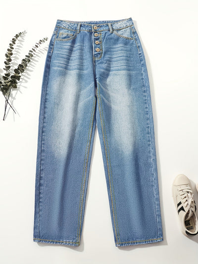 Quinn - Locker sitzende Straight Jeans mit Knopf