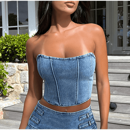 Top Feie - Damen Denim Top