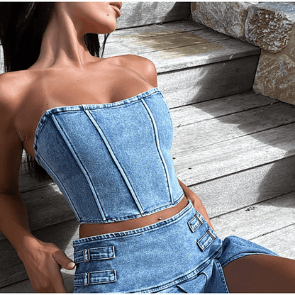 Top Feie - Damen Denim Top