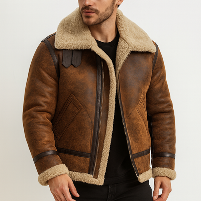 Retro-Jacke in Lederoptik mit Fleece-Futter - Derval