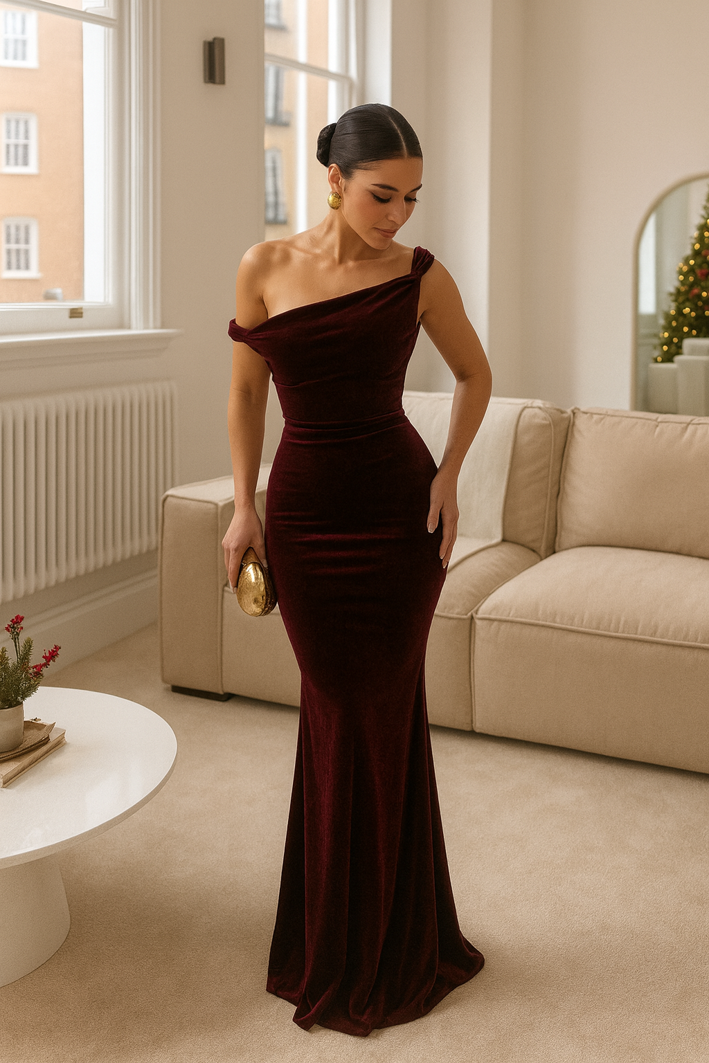 Elegantes Damenkleid mit Samteffekt - Doren