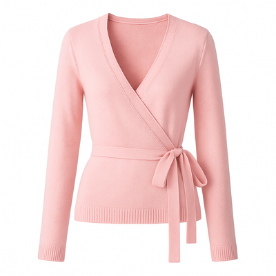 Gestrickter Crossover-Pullover mit Schleife - Léonie