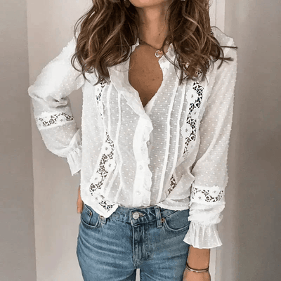 Elegante langärmelige Bluse mit Spitzendetails - Lotta