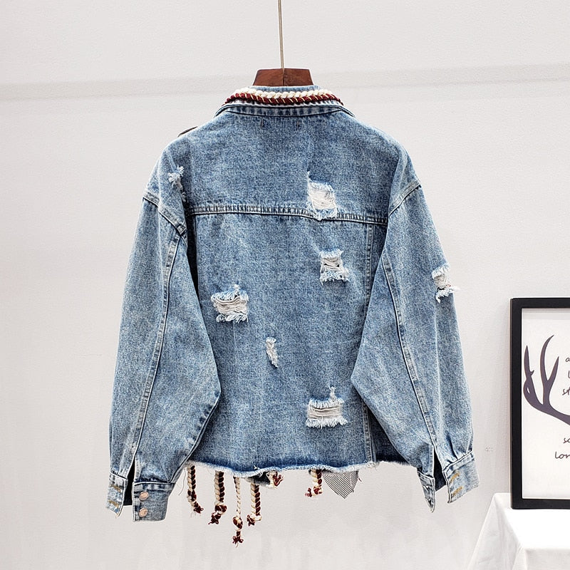 Coachella - Pompon-Jacke aus Denim