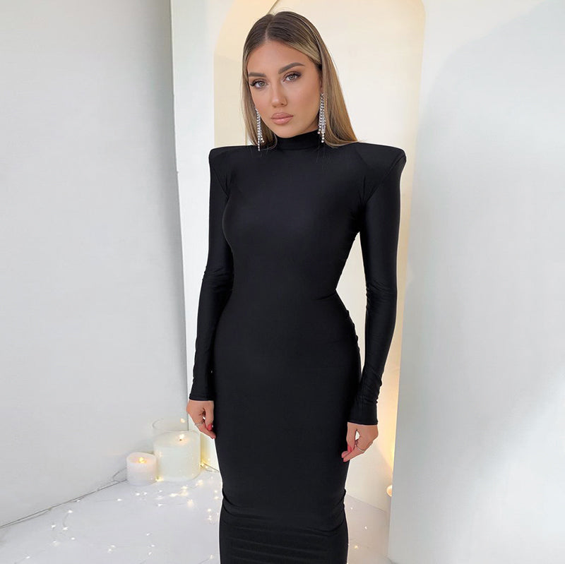 Hanka - Sexy Maxikleid mit Schulterpolstern für Frauen