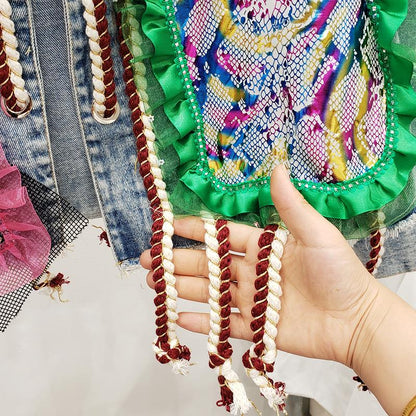 Coachella - Pompon-Jacke aus Denim