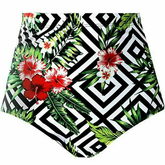 Finja - Sommer Frauen Hohe Taille Bikini Bottom Floral Bademode