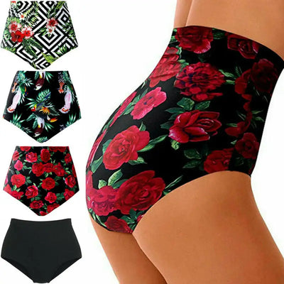 Finja - Sommer Frauen Hohe Taille Bikini Bottom Floral Bademode