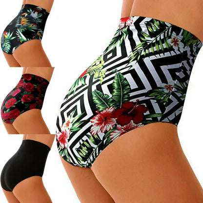 Finja - Sommer Frauen Hohe Taille Bikini Bottom Floral Bademode