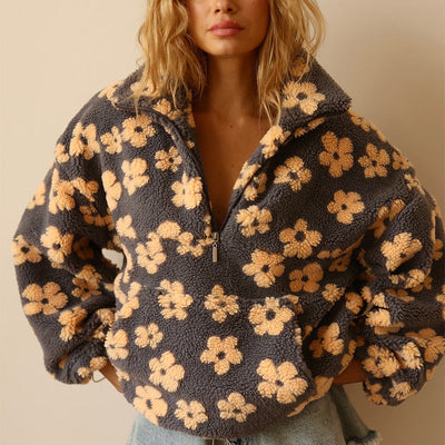 Damen-Fleece-Sweatshirt mit großer Tasche - Liora