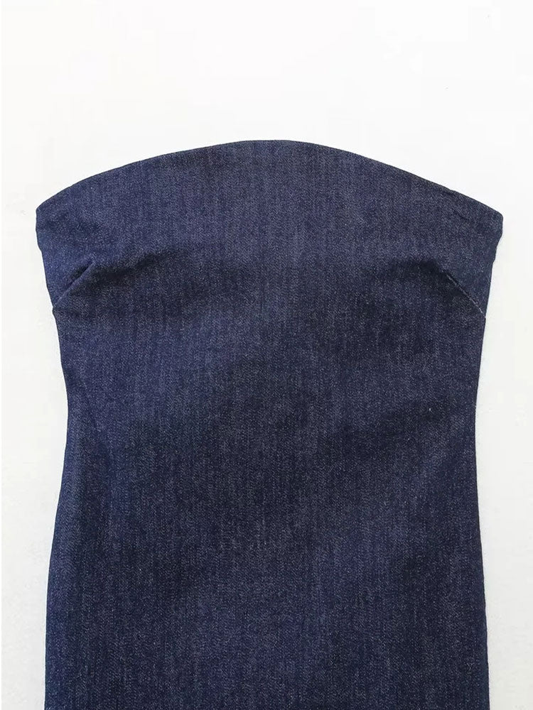 Rina - Langes Kleid aus blauem Denim