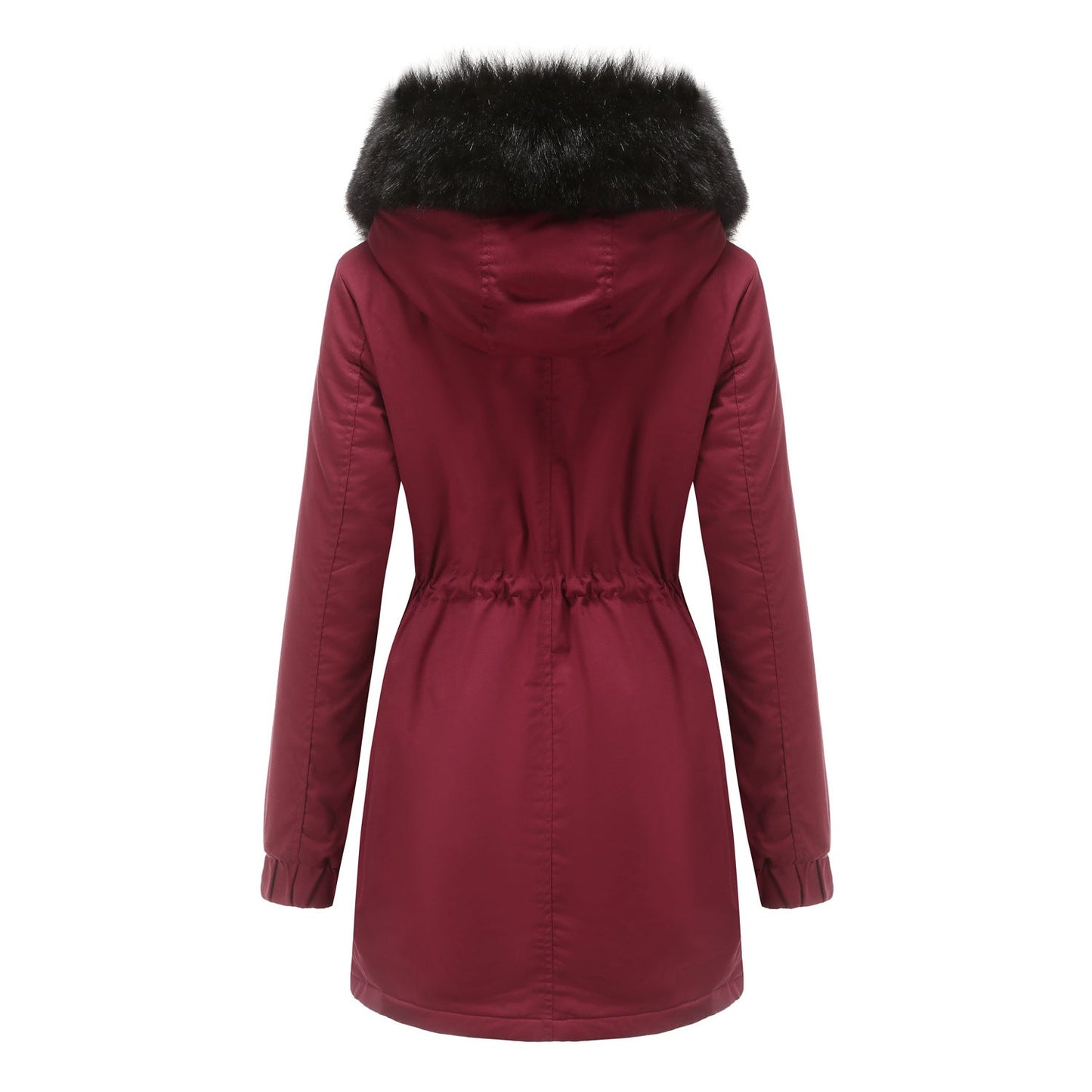 Sara - Damen Parka Mantel Mittellang mit Pelzkragen Chic