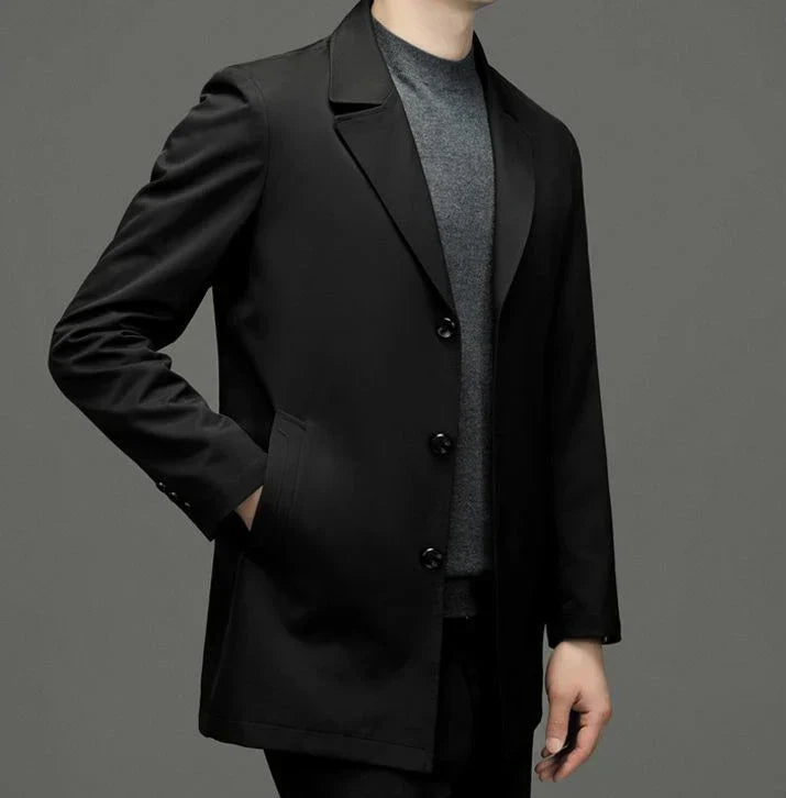 Leichter Herrenmantel mit Revers in Grau - Noah