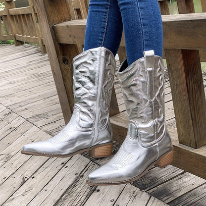 Wendy - Retro-Cowboystiefel mit Reißverschluss an der Seite