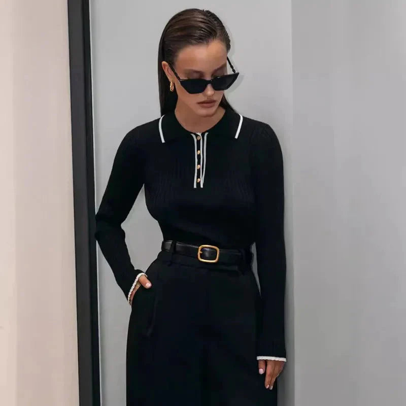 Damen Feinstrickpullover mit klassischem Kragen - Évanie